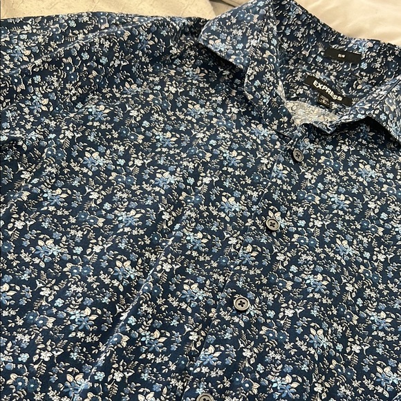 Men's Blue Floral Shirt - Picture 2 of 2